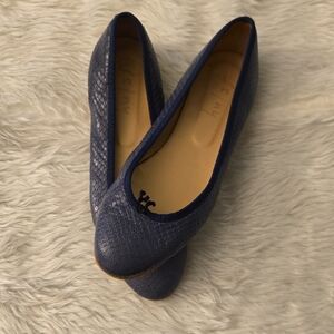 French Sole Textured Navy Flats